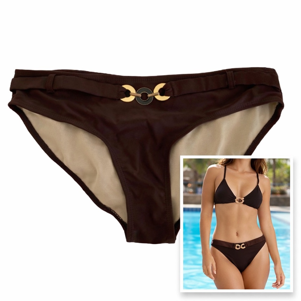 FADED GLORY Swimsuit Bottom Brown Faux Decorative Belt Women’s Size Medium